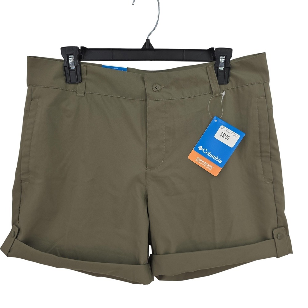 New Columbia Silver Ridge Utility Shorts Women 12 Green Cuffed Hiking 4 Inseam